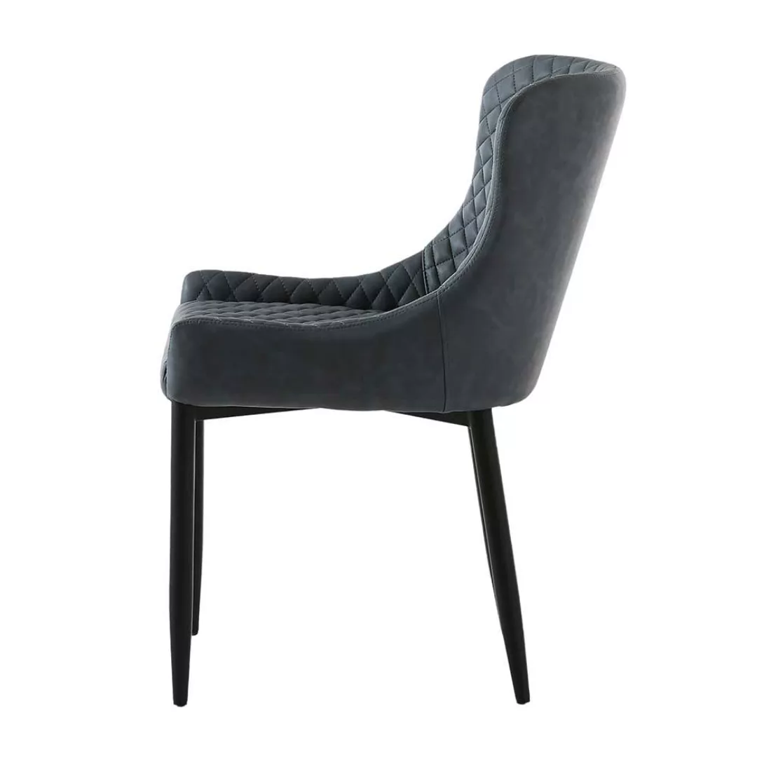 Esstisch Stühle in Grau Kunstleder 45 cm Sitztiefe (2er Set) günstig online kaufen