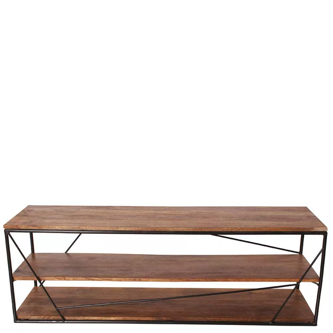 TV Rack aus Mangobaum Massivholz und Stahl 140 cm breit günstig online kaufen