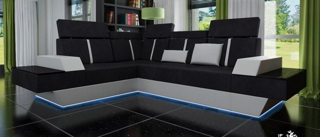 JVmoebel Ecksofa Design Wohnlandschaft Sofa Ecksofa USB Stoff Textil Leder, günstig online kaufen