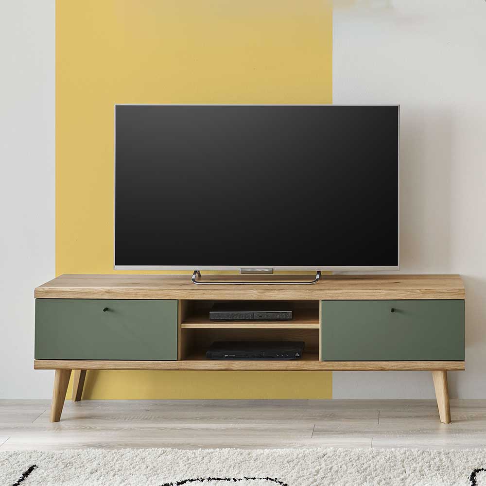 Fernseher Tisch im Skandi Design Klappen und offenem Fach günstig online kaufen