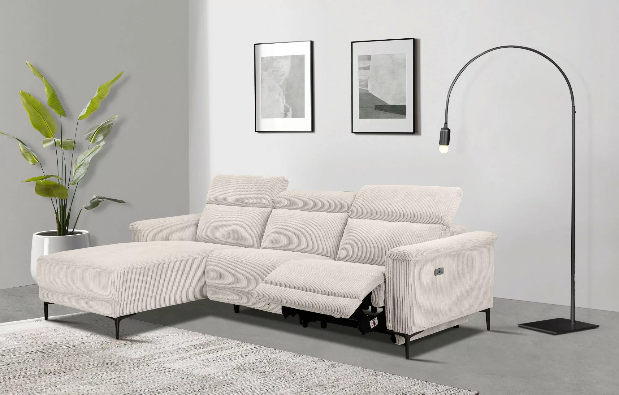 Places of Style Ecksofa Lund in Cord, L-Form, 261 cm, mit manueller, o. ele günstig online kaufen