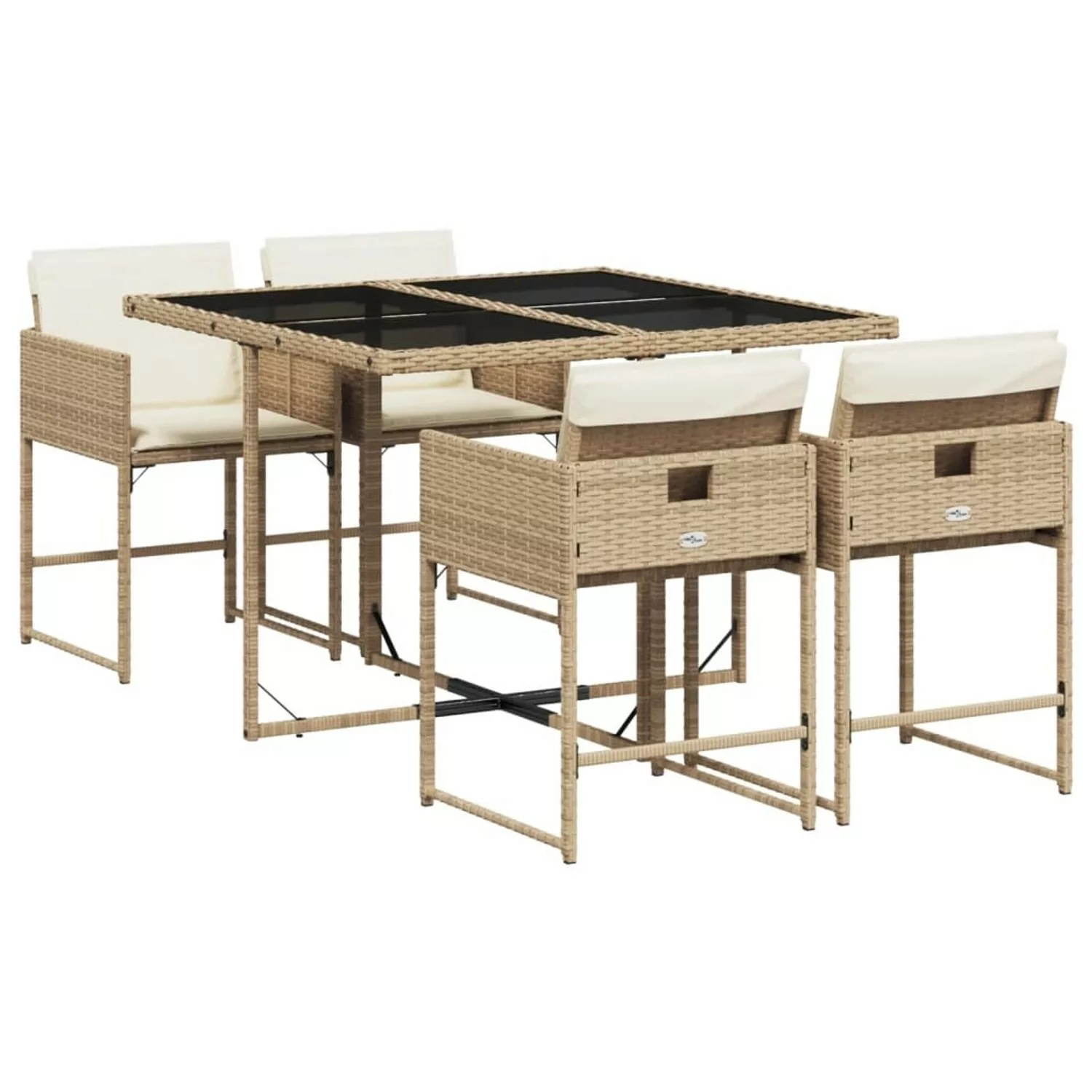 vidaXL 5-tlg Garten-Essgruppe mit Kissen Beige Poly Rattan Modell 36 günstig online kaufen