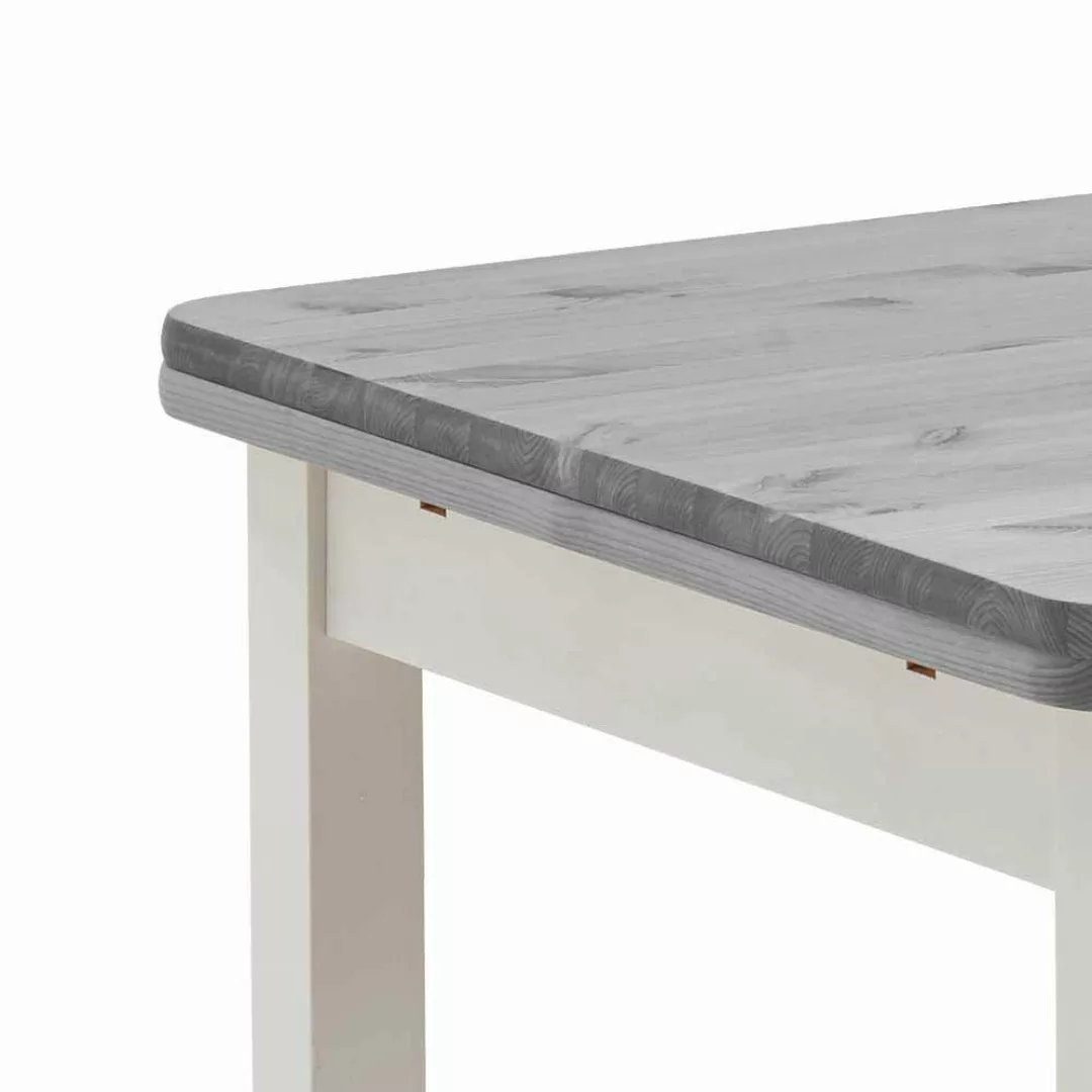 Ausziehbarer Tisch in Weiß Grau Massivholz günstig online kaufen