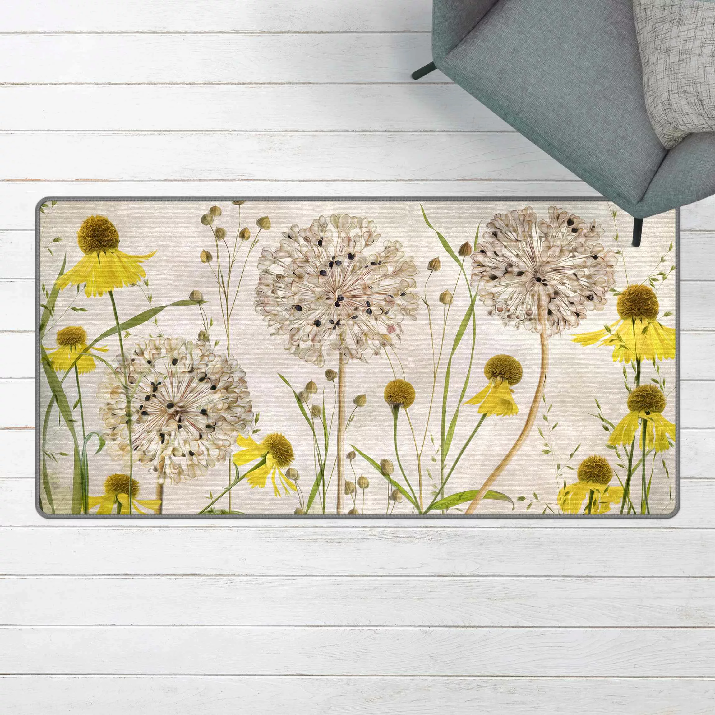 Teppich Allium und Helenium Illustration günstig online kaufen