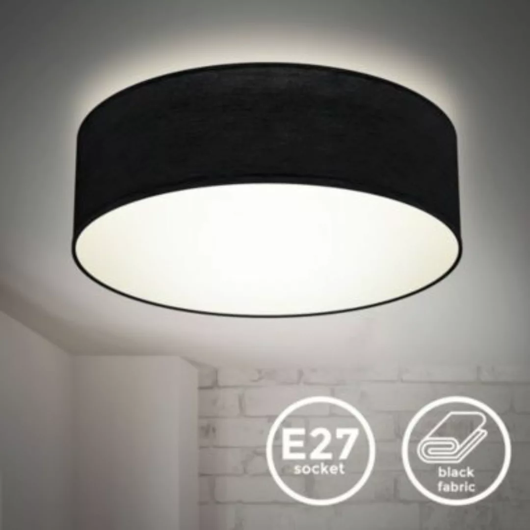 B.K.Licht Deckenlampe Stoff schwarz Textilschirm Deckenleuchte Wohnzimmer S günstig online kaufen