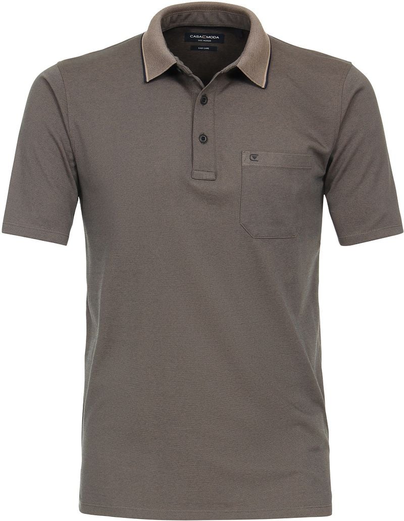 Casa Moda Poloshirt Stretch Melange Taupe - Größe M günstig online kaufen