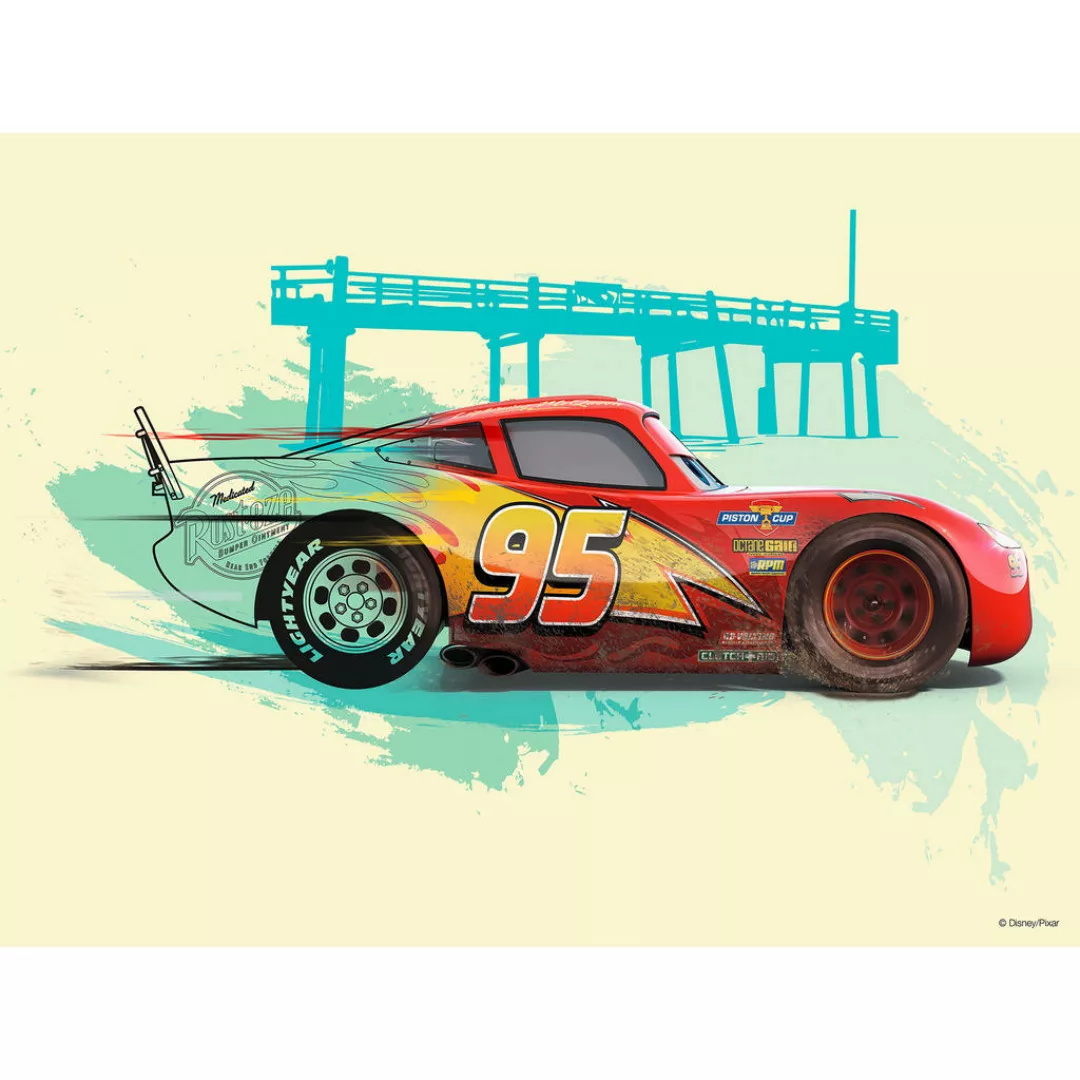 Disney Poster Cars Lightning Mcqueen Rot Blau und Creme-Beige 40 x 30 cm 61 günstig online kaufen