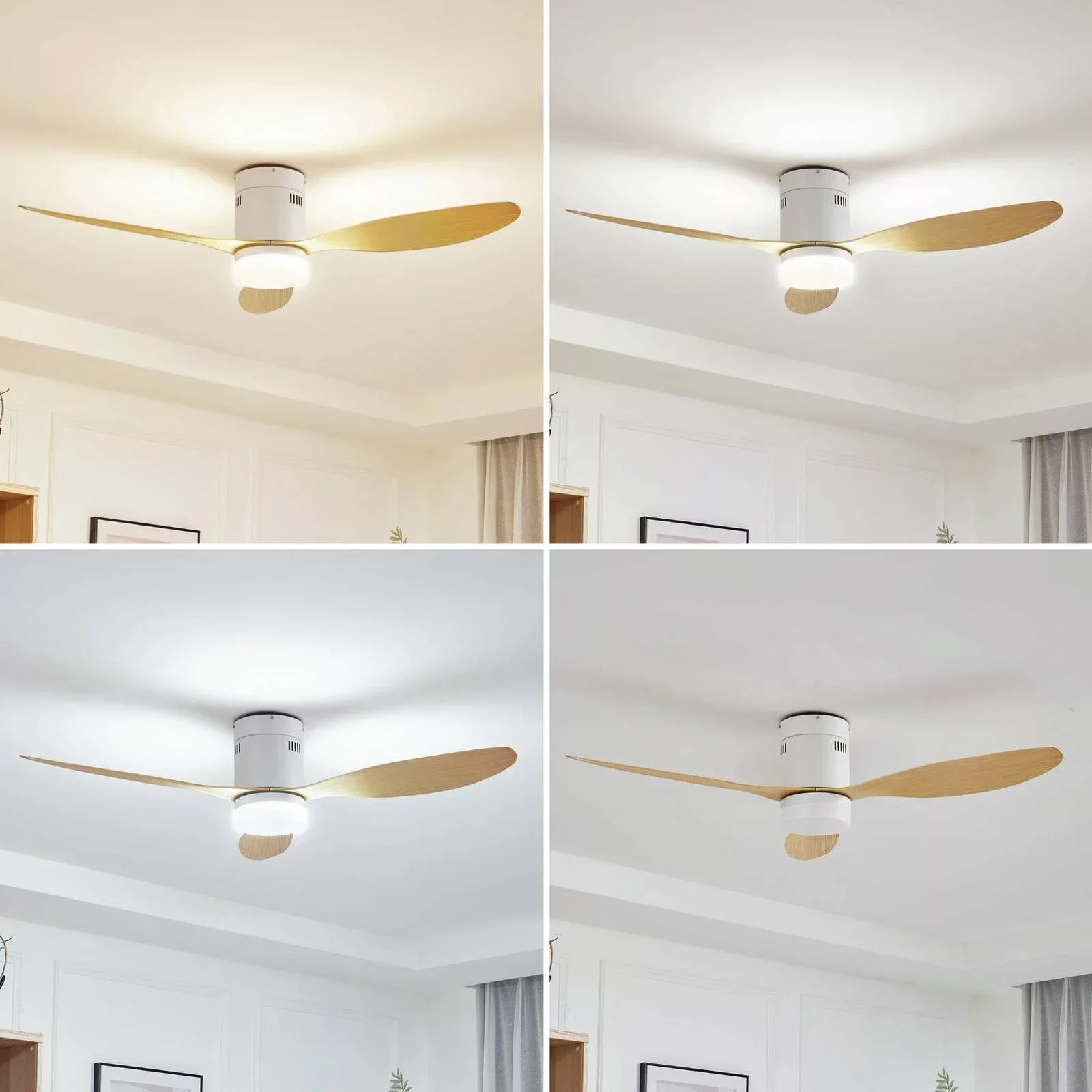 Lucande LED-Deckenventilator Kayu, weiß, DC, leise, 132 cm günstig online kaufen