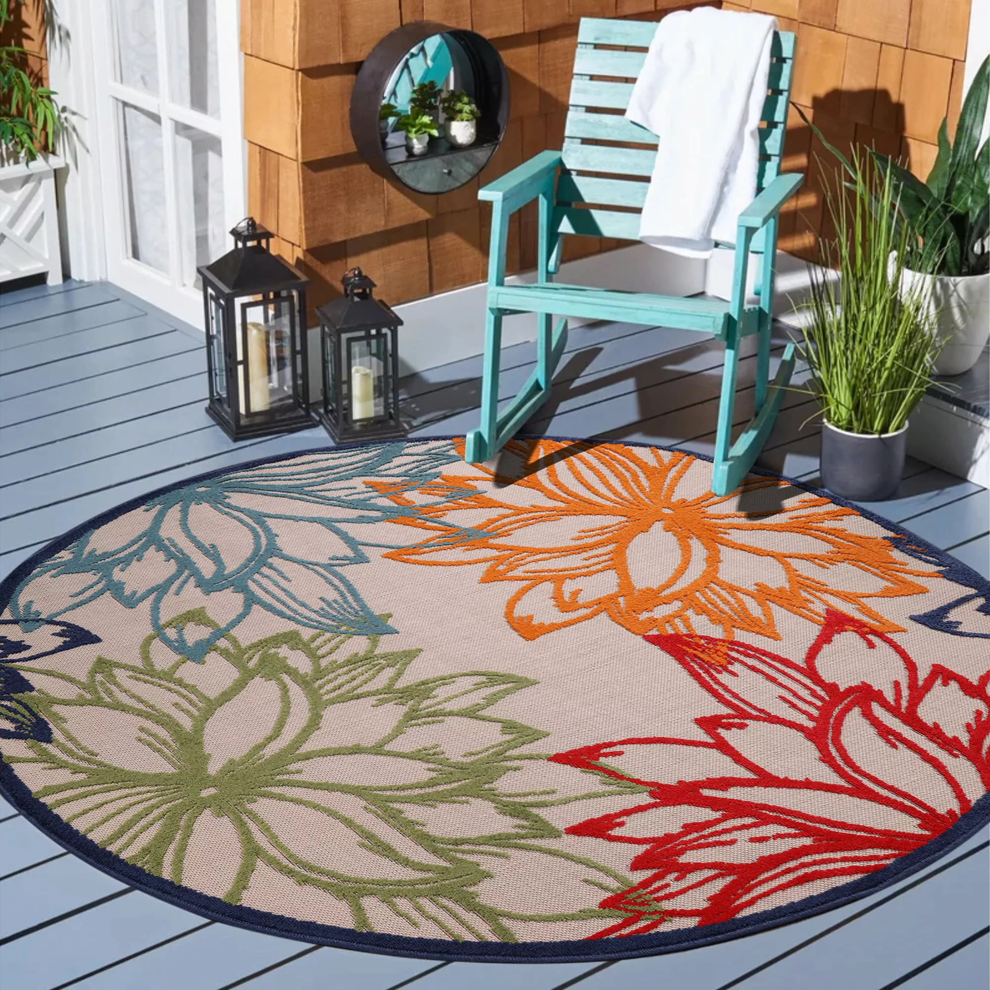 Sanat Teppich »Floral Outdoor«, rund, 6 mm Höhe, In- und Outdoor geeignet, günstig online kaufen