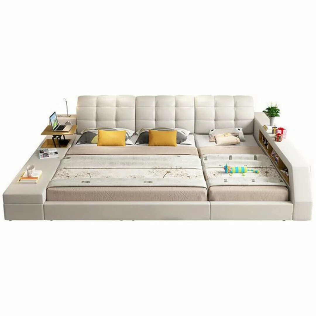 JVmoebel Bett Design Leder Betten Hotel Doppel Ablage Regal 180x200 Multifu günstig online kaufen