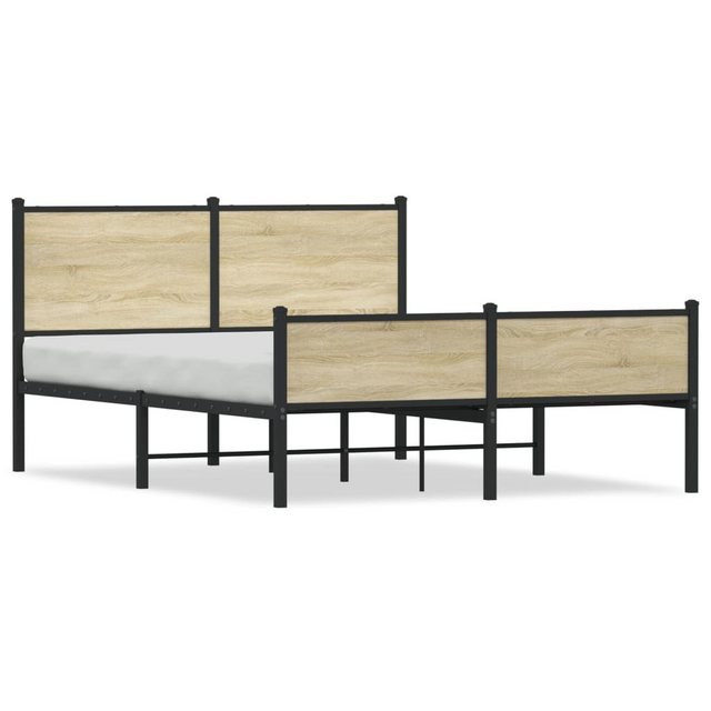 vidaXL Bett Metallbett ohne Matratze Sonoma-Eiche 140x200 cm günstig online kaufen