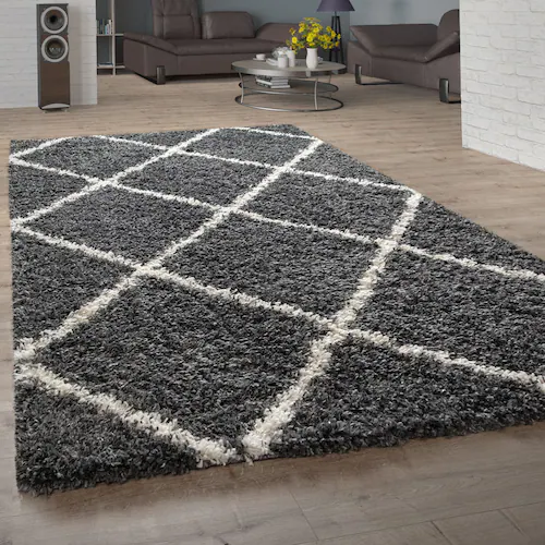 Paco Home Hochflor-Teppich »Kalmar 441«, rechteckig, Scandi Design, Rauten günstig online kaufen