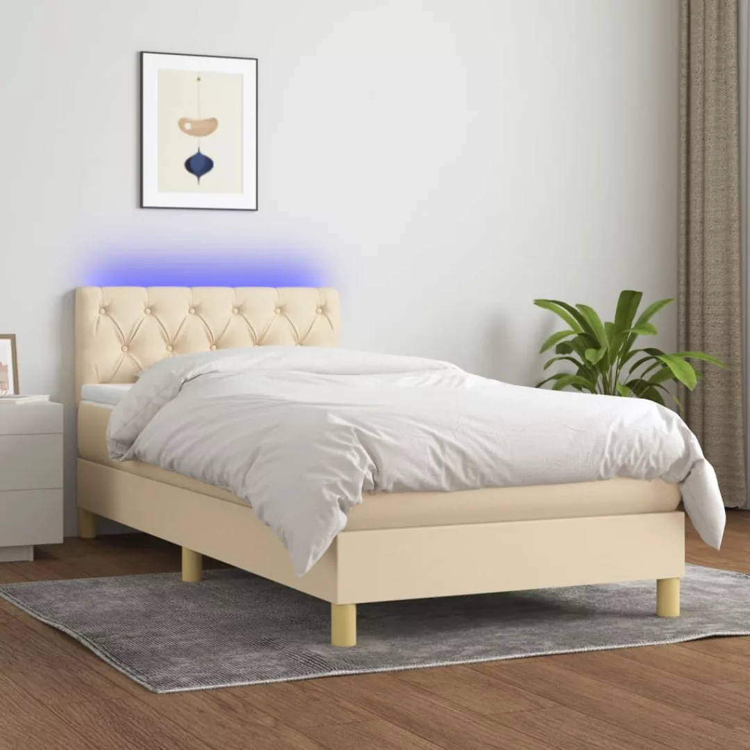 Vidaxl Boxspringbett Mit Matratze & Led Creme 80x200 Cm Stoff günstig online kaufen