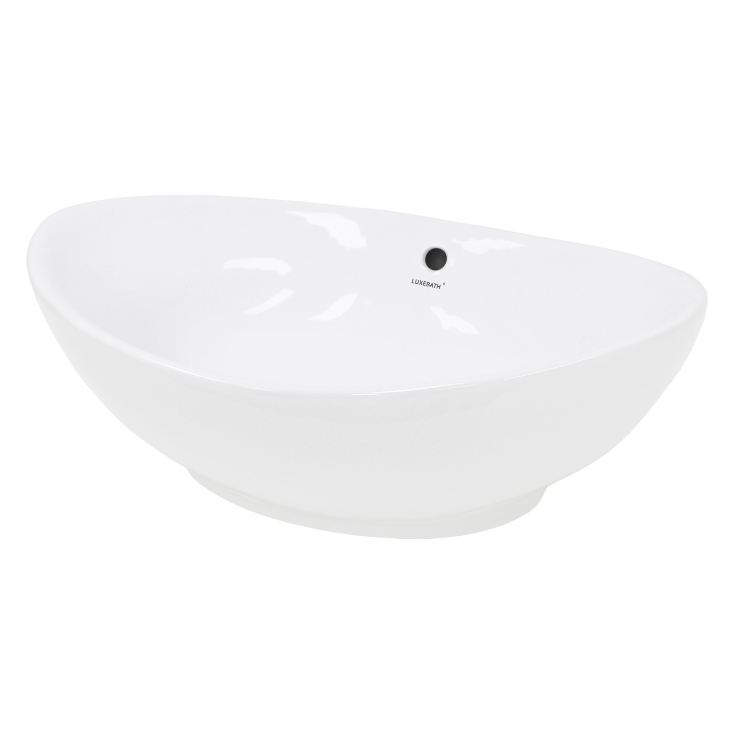 ECD Germany Waschbecken 590x390x200 mm Weiß aus Keramik Oval Aufsatzbecken günstig online kaufen