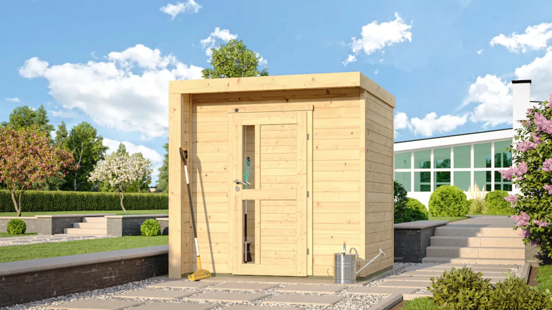 Weka Holz-Gartenhaus Designhaus 262 Flachdach Unbehandelt 215 cm günstig online kaufen