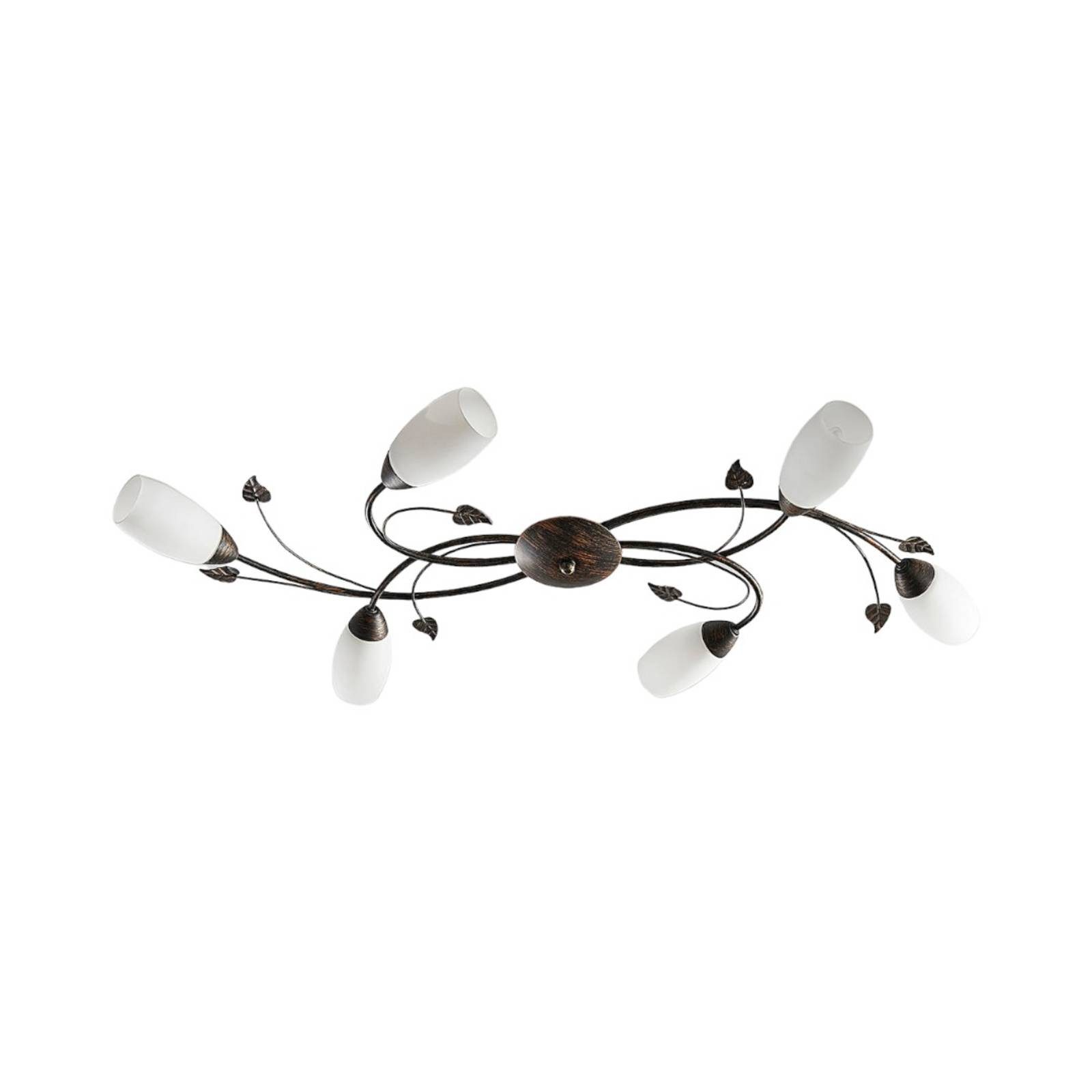Lindby Deckenleuchte Stefania, 6-flg., schwarz/gold, 68cm günstig online kaufen