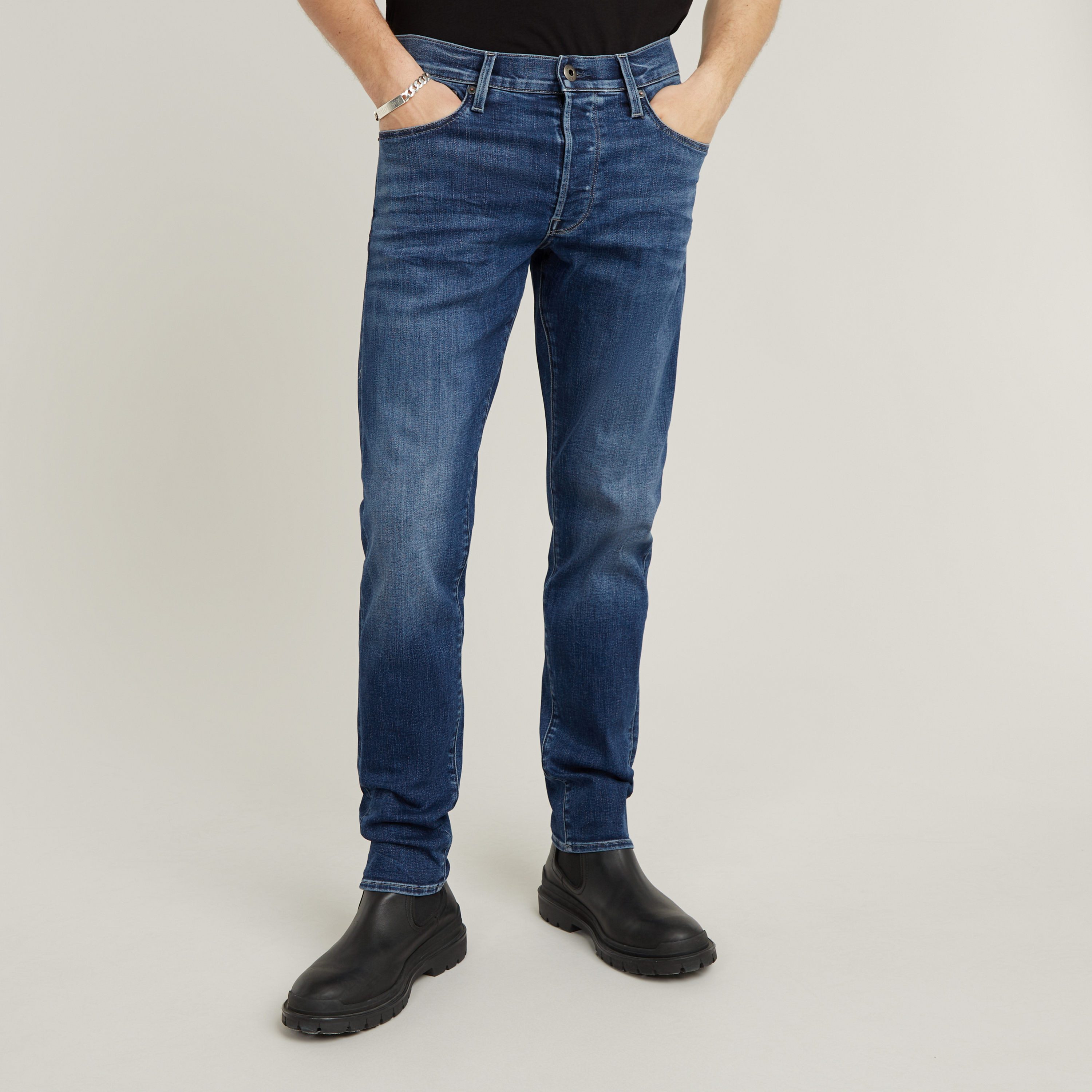 G-Star Herren Jeans 3301 SLIM Fit - Schwarz - Faded Black Magnet günstig online kaufen