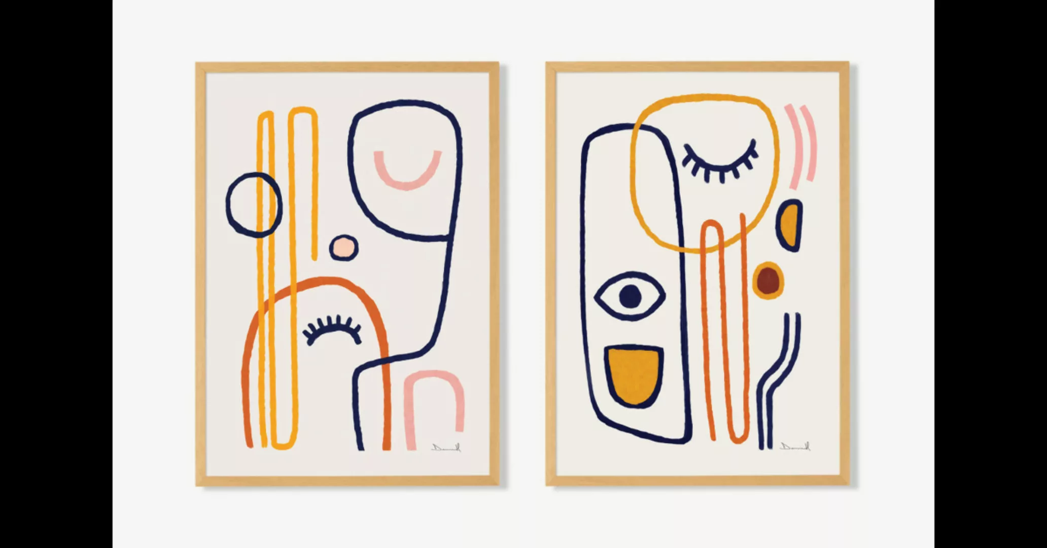 2 x Dan Hobday 'Abstract Faces' gerahmte Kunstdrucke (A2) - MADE.com günstig online kaufen