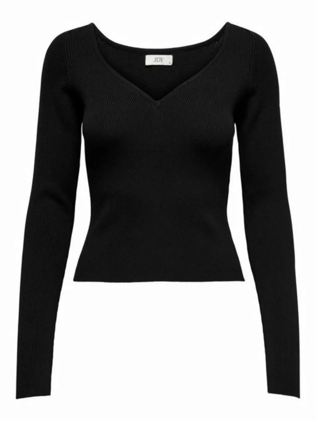 JDY Langarmshirt - geripptes Langarmtop V-Ausschnitt - Stricktop einfarbig günstig online kaufen