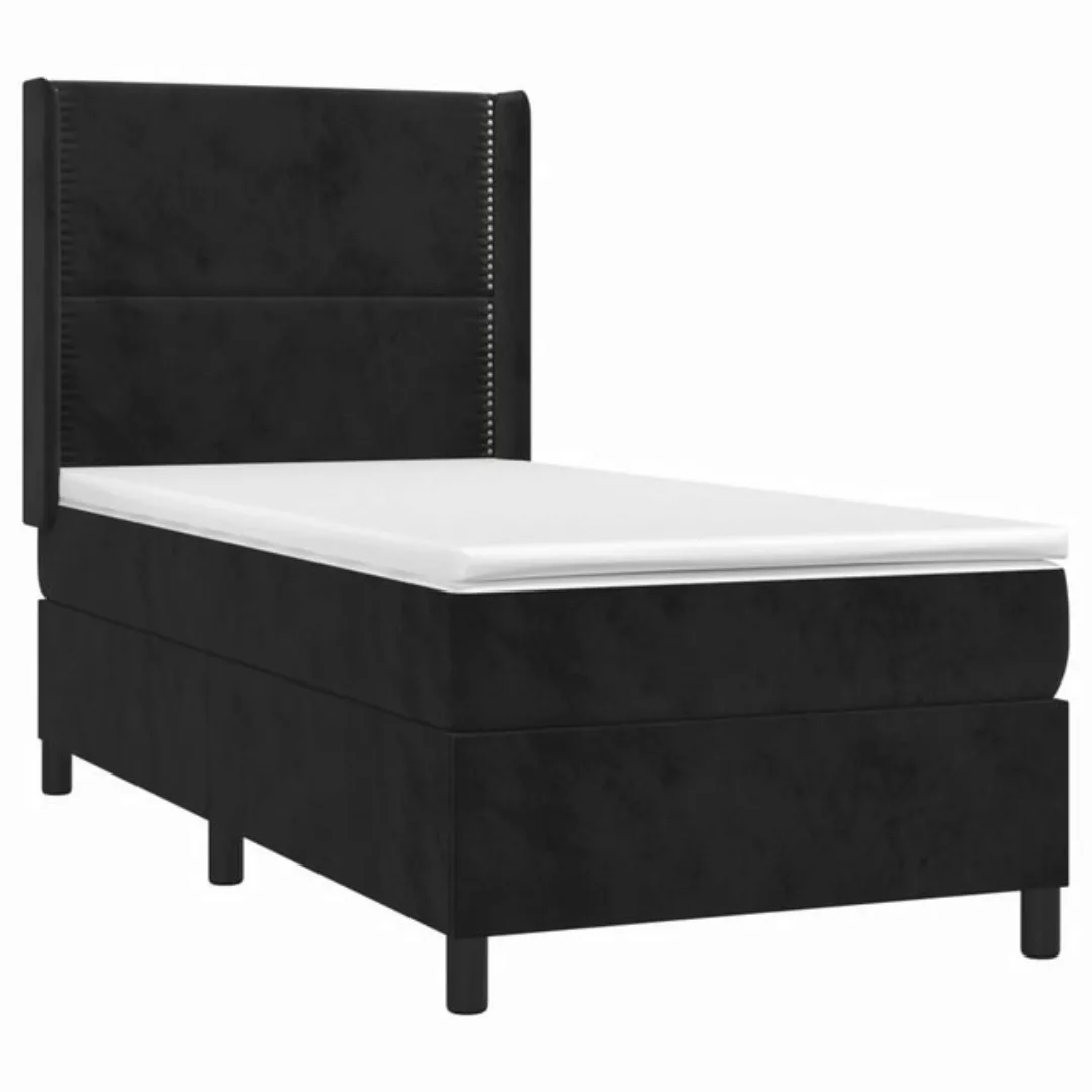 vidaXL Boxspringbett Boxspringbett mit Matratze und LED Samt (80 x 200 cm, günstig online kaufen