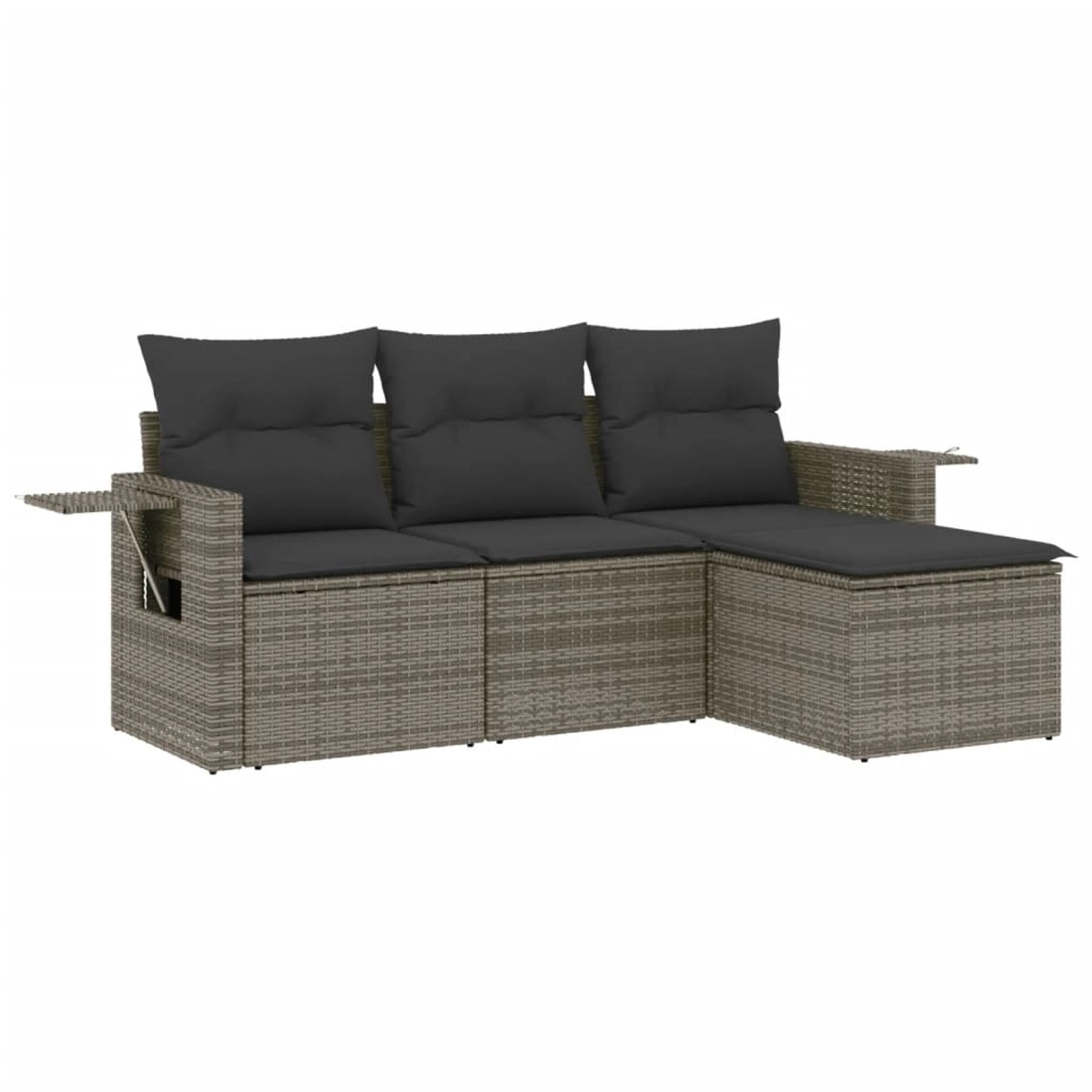 vidaXL 4-tlg Garten-Sofagarnitur mit Kissen Grau Poly Rattan Modell 37 günstig online kaufen