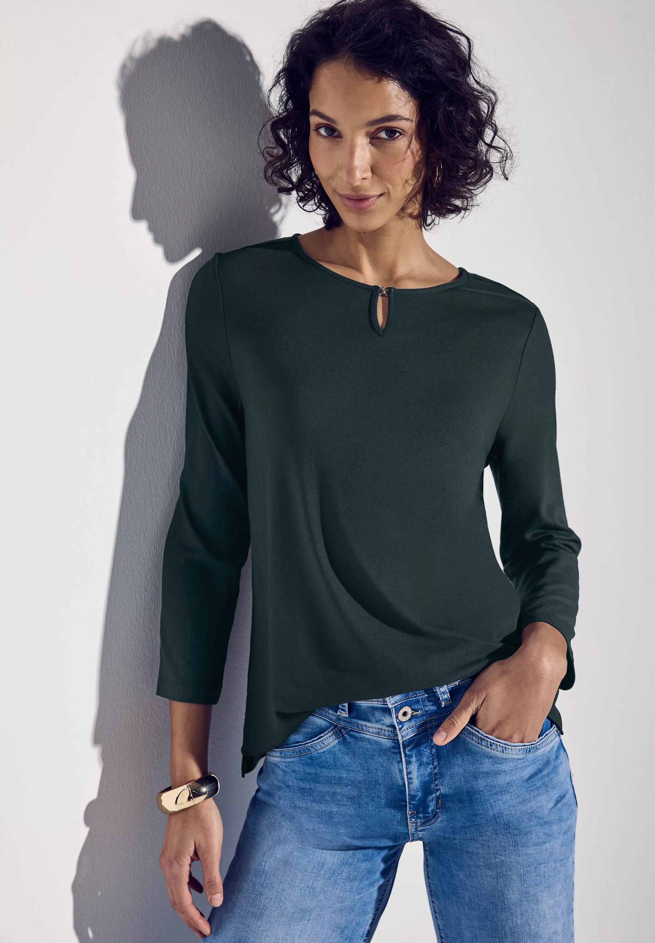 STREET ONE 3/4-Arm-Shirt, mit Cut-Out Ausschnitt günstig online kaufen