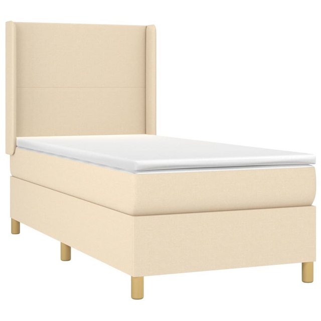 vidaXL Boxspringbett Boxspringbett mit Matratze LED Creme 80x200 cm Stoff B günstig online kaufen