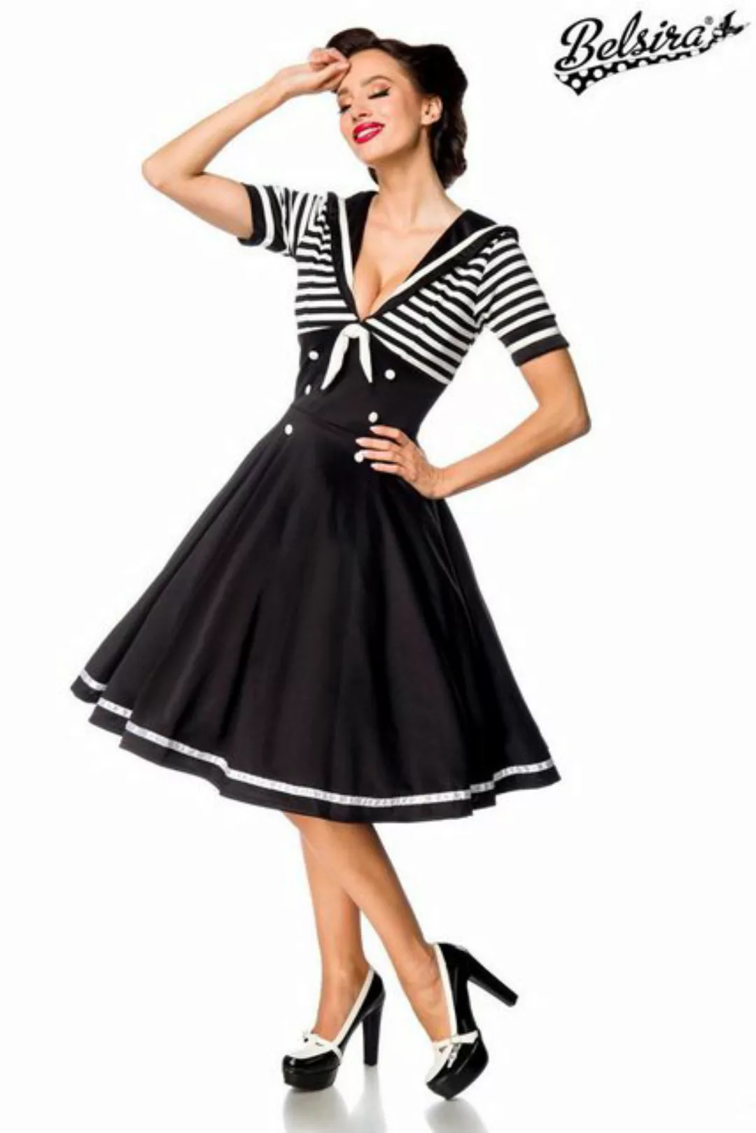 BELSIRA Trachtenkleid Belsira Swing-Kleid im Marinelook - (L,M,2XL,4XL) günstig online kaufen