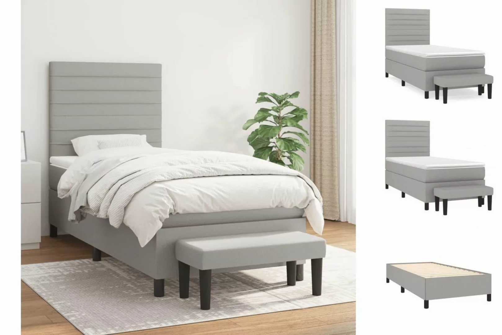 vidaXL Boxspringbett Boxspringbett mit Matratze und Fusshocker Stoff (90 x günstig online kaufen