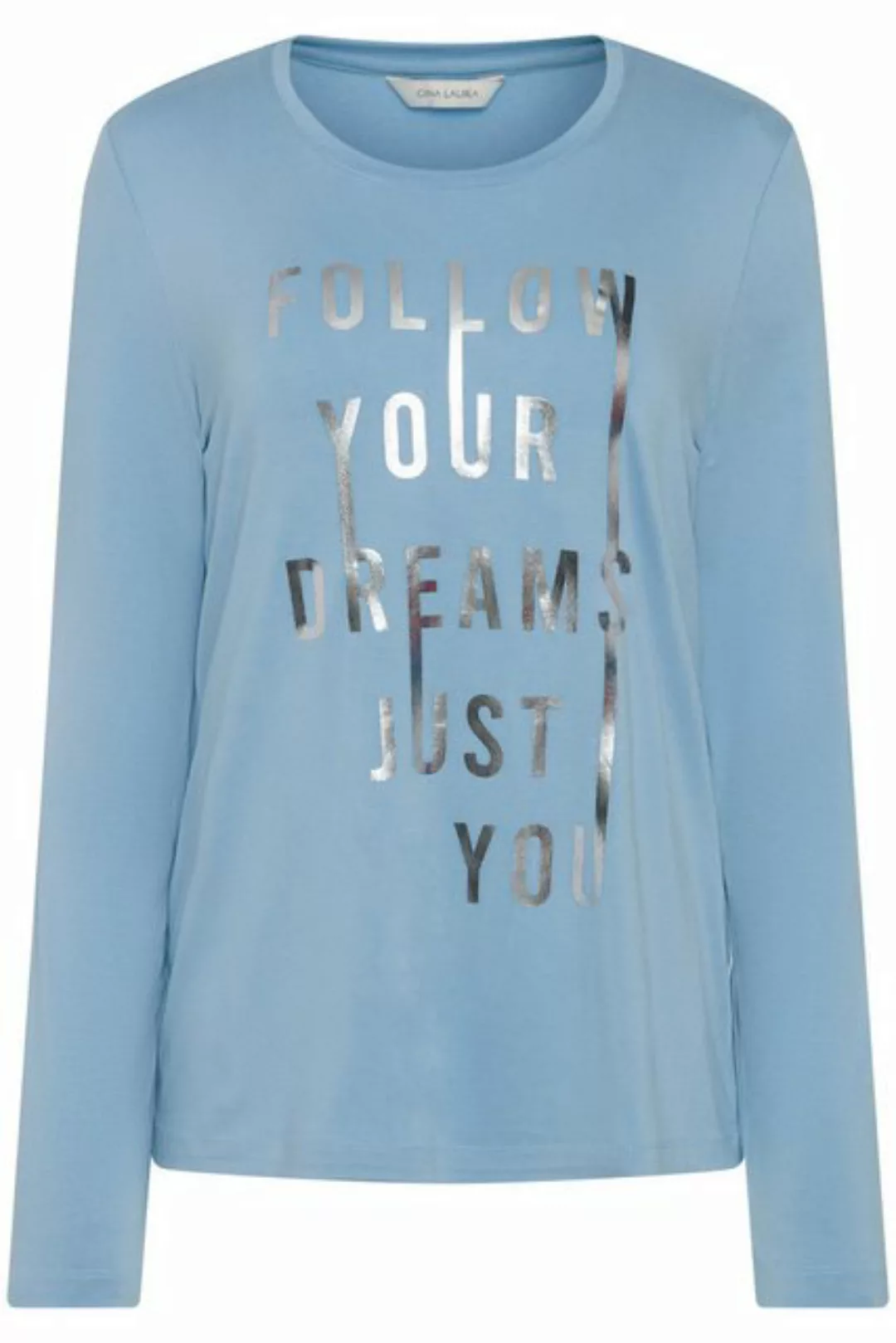 Gina Laura Rundhalsshirt Shirt Follow your dreams Rundhals Langarm günstig online kaufen