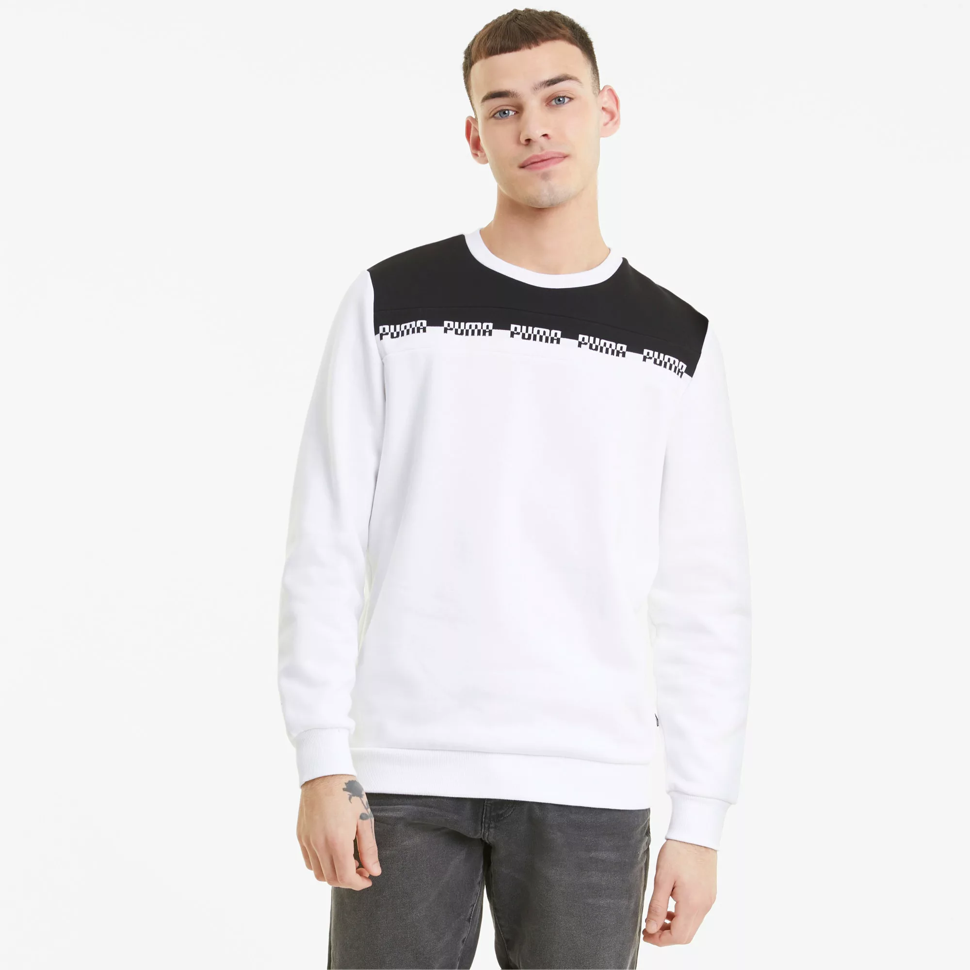 PUMA Amplified Herren Sweatshirt mit Rundhalsausschnitt | Mit Aucun | Weiß günstig online kaufen