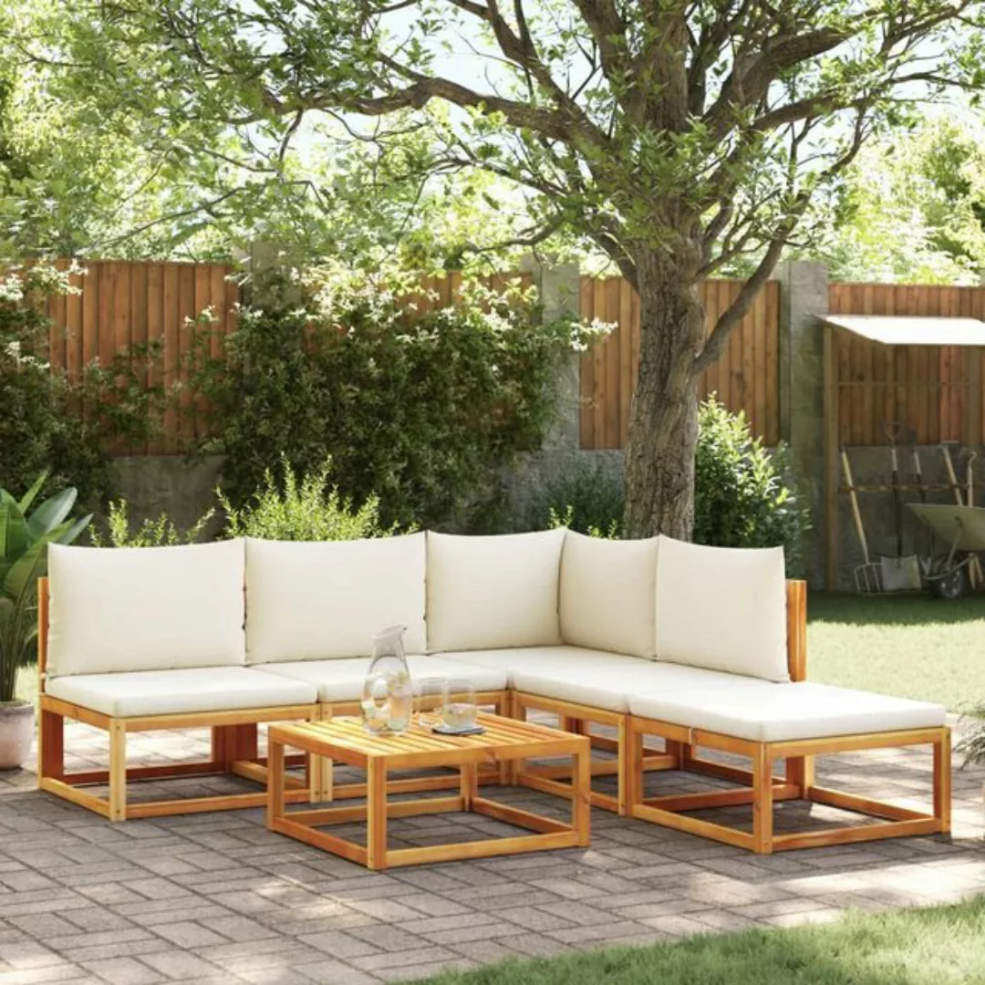 vidaXL Sofa 6-tlg. Garten-Sofagarnitur mit Kissen Massivholz Akazie günstig online kaufen