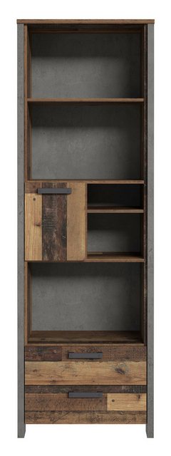 99rooms Bücherregal Califfo Altes Holz Optik Beton Optik, Standregal, Wohnm günstig online kaufen