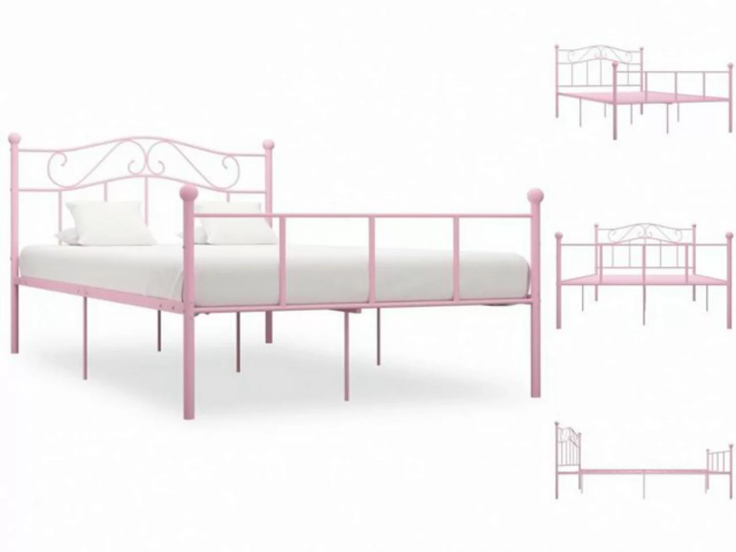 vidaXL Bettgestell Bettgestell Rosa Metall 160x200 cm Doppelbett Bett Bettr günstig online kaufen