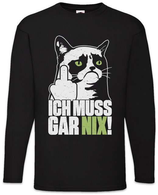 Urban Backwoods Langarmshirt Ich Muss Gar Nix Langarm T-Shirt Kitty Katze K günstig online kaufen