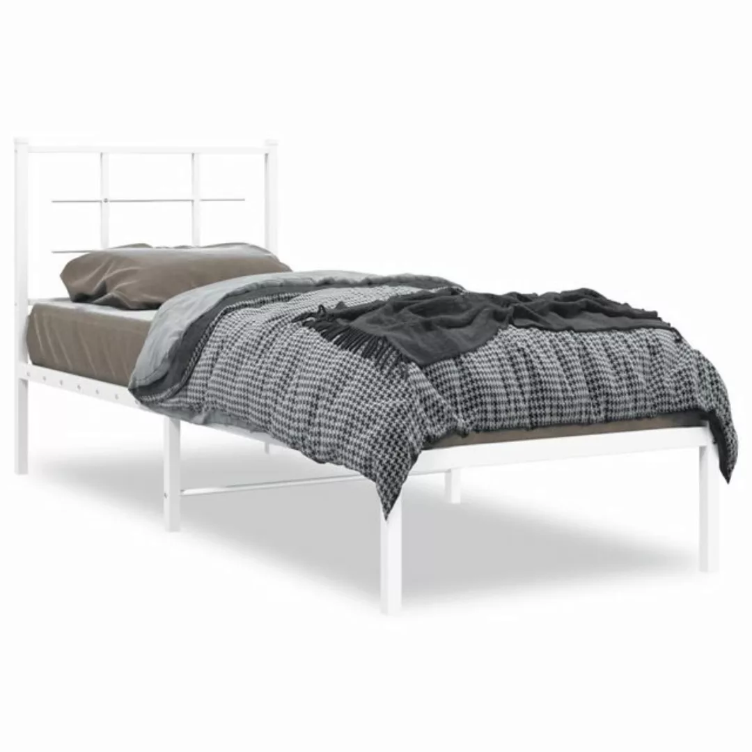 vidaXL Bett Bettgestell mit Kopfteil Metall Weiß 80x200 cm günstig online kaufen