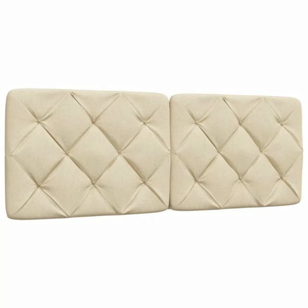 vidaXL Bett, Kopfteil-Kissen Creme 120 cm Stoff günstig online kaufen