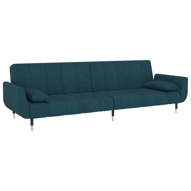 vidaXL Sofa Schlafsofa 2-Sitzer mit 2 Kissen Blau Samt Schlafcouch Schlaffu günstig online kaufen