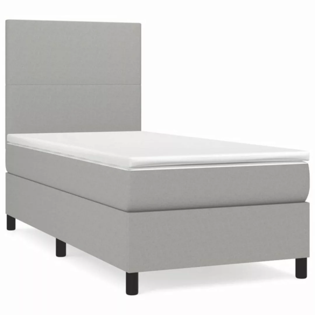 vidaXL Bettgestell Boxspringbett mit Matratze Hellgrau 90x190 cm Stoff Bett günstig online kaufen
