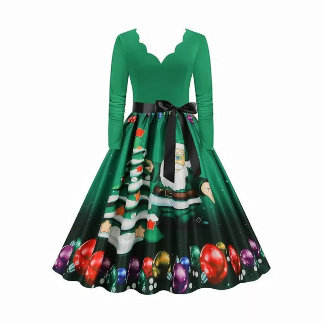 Juoungle Abendkleid Frauen Elegant Langarm V-Ausschnitt Weihnachten Abendkl günstig online kaufen