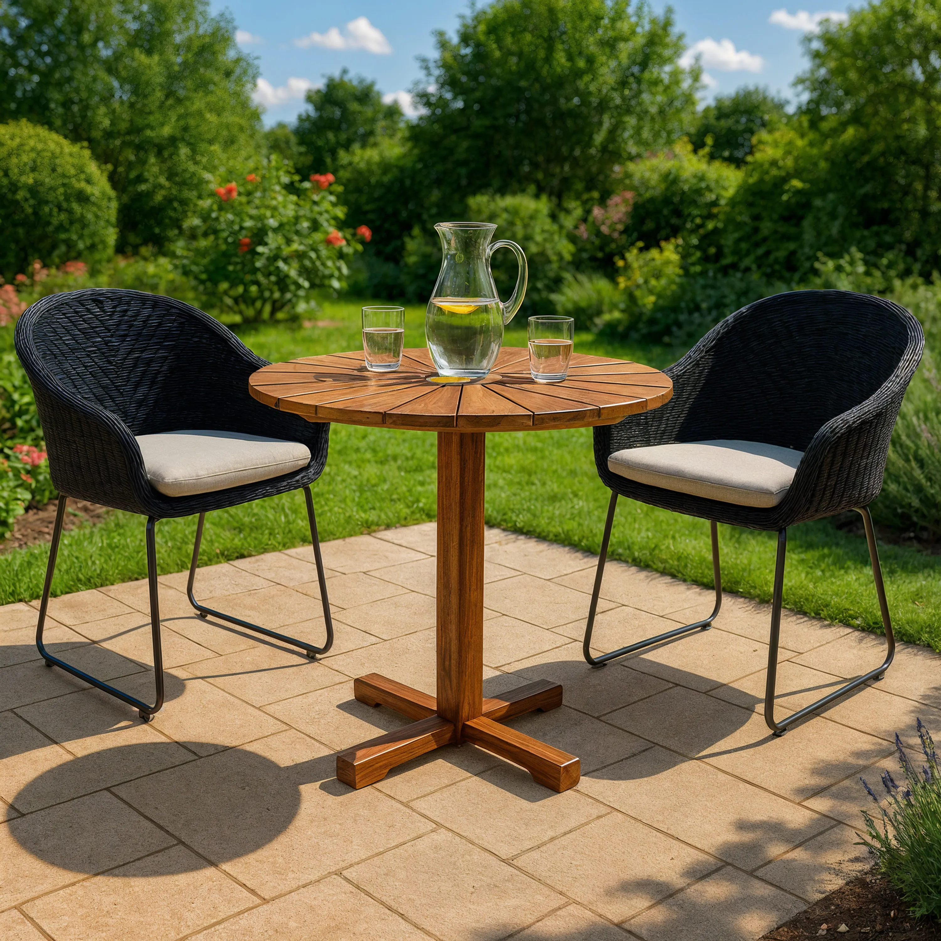 Polyrattan Garten-Sitzgruppe Monza 3-tlg Schwarz/Creme günstig online kaufen