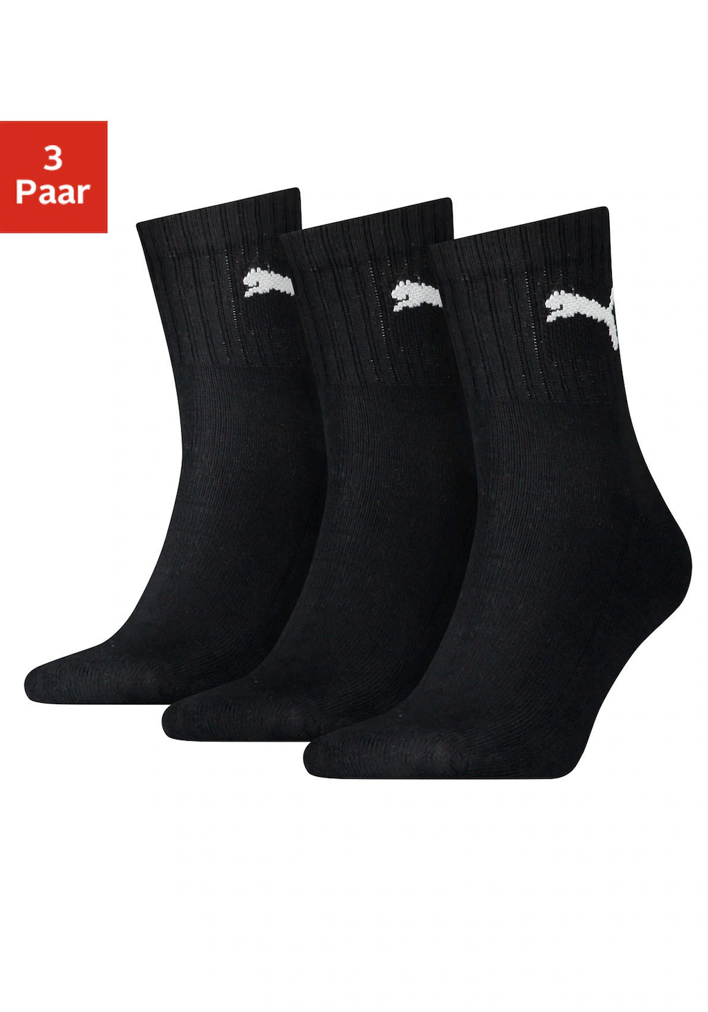 PUMA Sportsocken "short crew", (3 Paar), mit klassischer Rippe günstig online kaufen