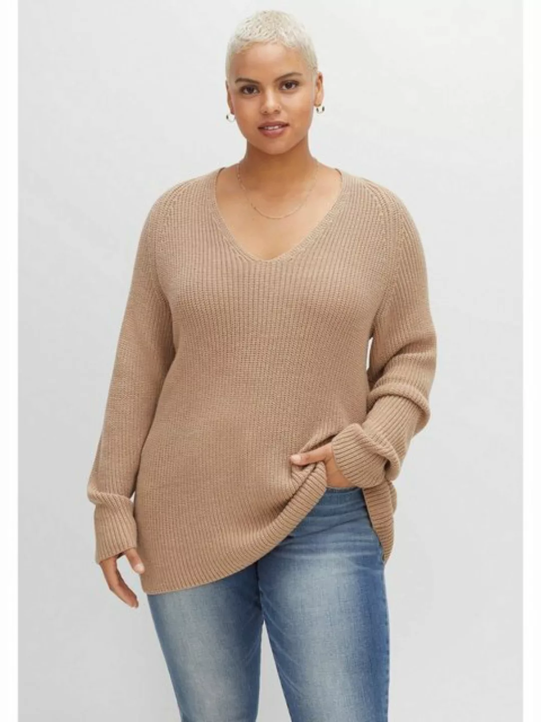 Sheego V-Ausschnitt-Pullover Große Größen mit Kaschmir, in leichter A-Linie günstig online kaufen