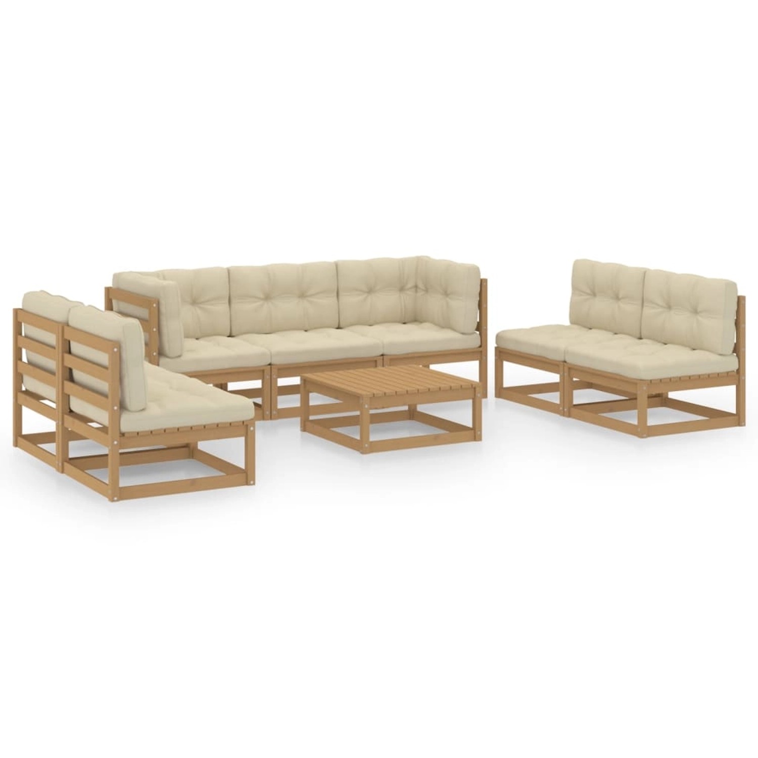 8-tlg. Garten-lounge-set Mit Kissen Kiefer Massivholz günstig online kaufen