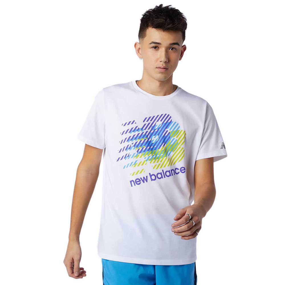 New Balance Graphic Heathertech Kurzarm T-shirt M White Blu günstig online kaufen