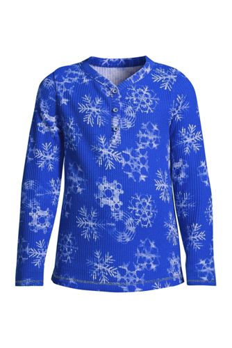 Langarmshirt mit Waffelstruktur, Größe: 122/128, Blau, Baumwoll-Mischung, b günstig online kaufen