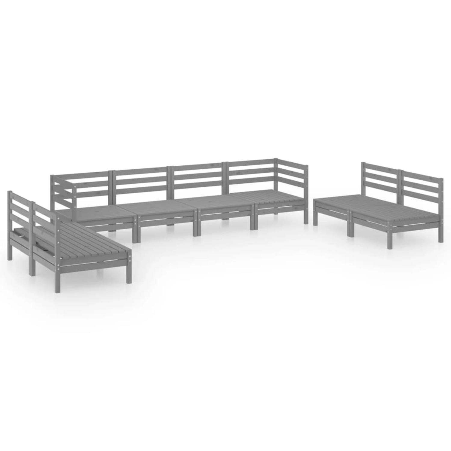 8-tlg. Garten-lounge-set Grau Massivholz Kiefer günstig online kaufen