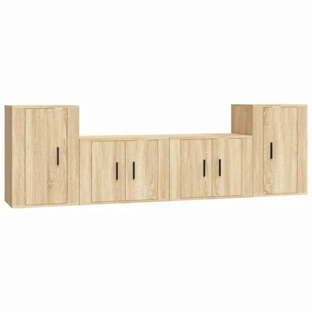 furnicato TV-Schrank 4-tlg. TV-Schrank-Set Sonoma-Eiche Holzwerkstoff günstig online kaufen