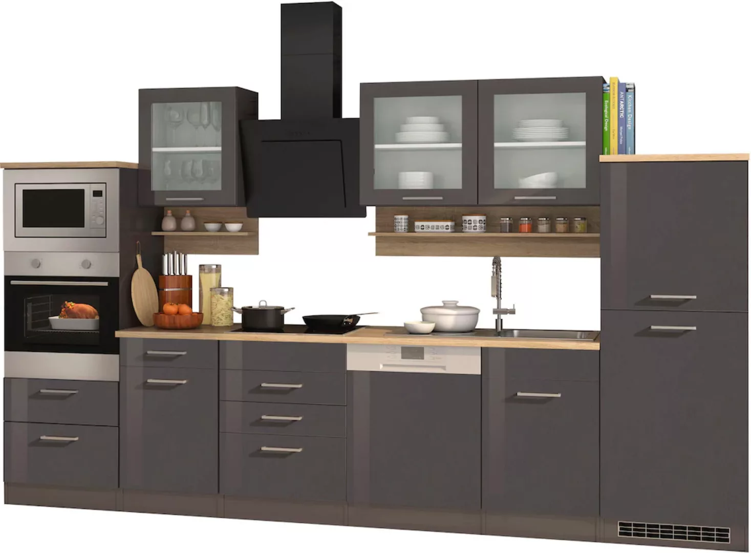 HELD MÖBEL Küchenzeile "Mailand", mit Elektrogeräten, Breite 340 cm günstig online kaufen