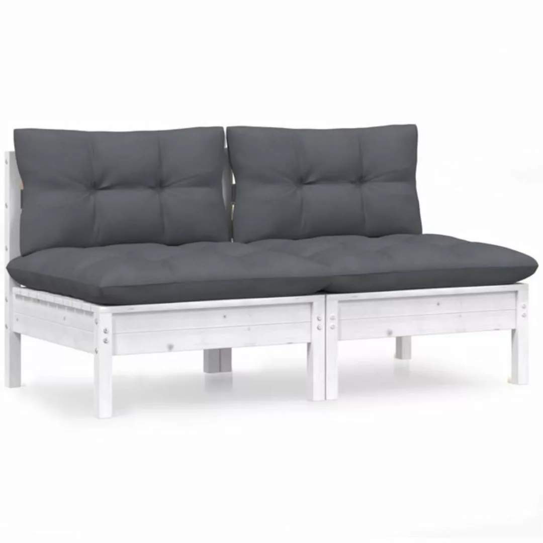 vidaXL Sofa, 2-Sitzer-Gartensofa mit Anthrazit Kissen Massivholz Kiefer günstig online kaufen